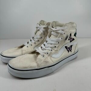 Vans Filmore Hi Women's 8 Cream Off-White Embroidered Butterfly High-Top Sneaker